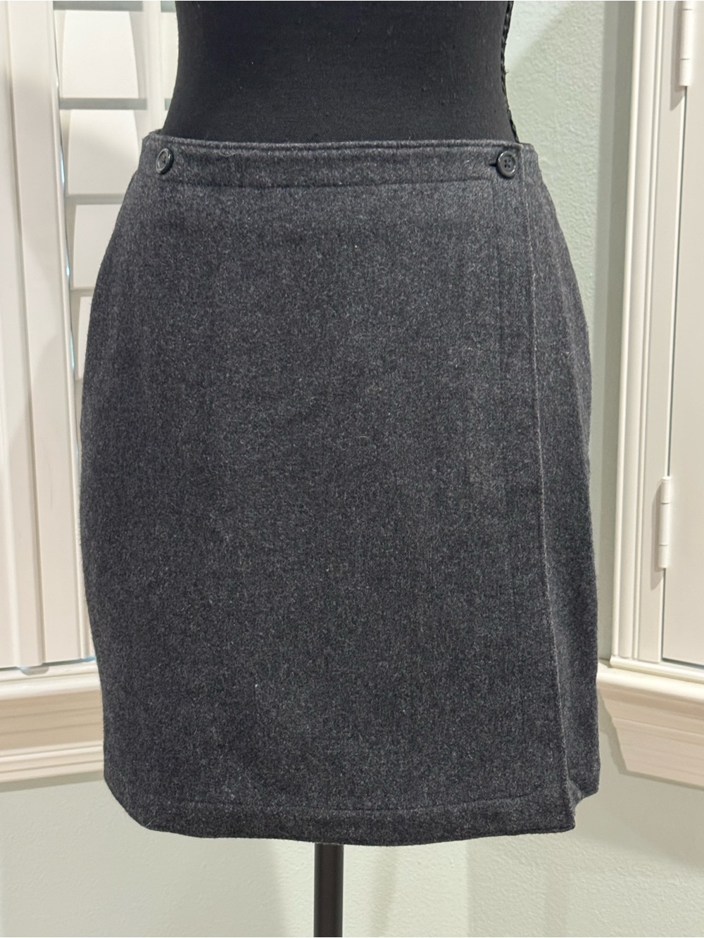 Vintage Late 90s GAP Dark Charcoal Wool Blend Pencil Skirt